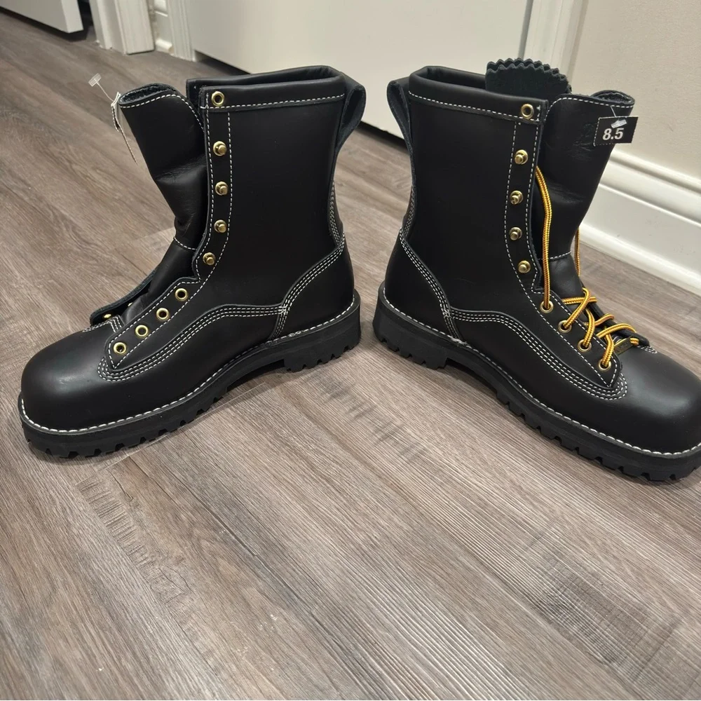 Danner Super Rain Forest Black Matte Leather Lace Up Boots